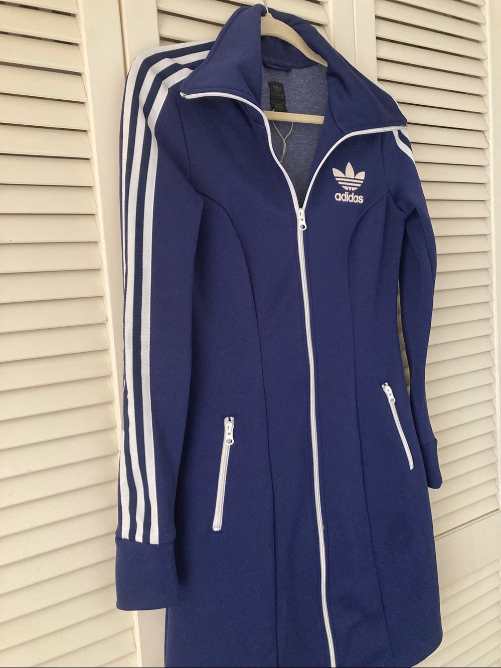 adidas Europa Navy Blue Vintage Y2K Track Zip Dress/Coat 💙 - Picture 3 of 5